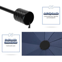 Parapluie familial Garvee grand format, coupe-vent et pliable, noir, 130 cm, pour la pluie et le soleil