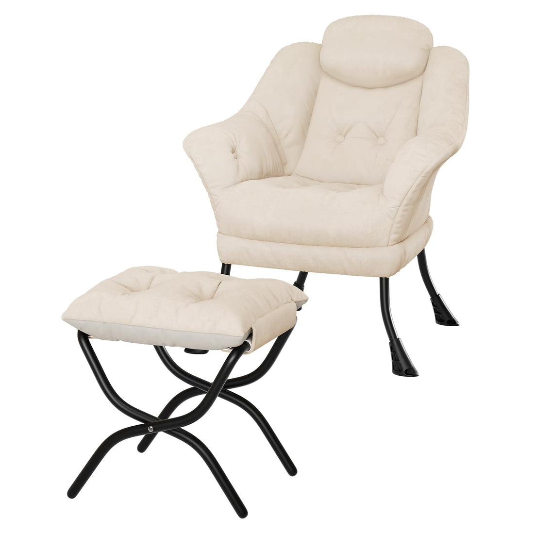 Fauteuil de lecture ergonomique Garvee, confortable et pliable, avec repose-pieds, en velours, idéal pour le salon et la chambre. Gain de place.