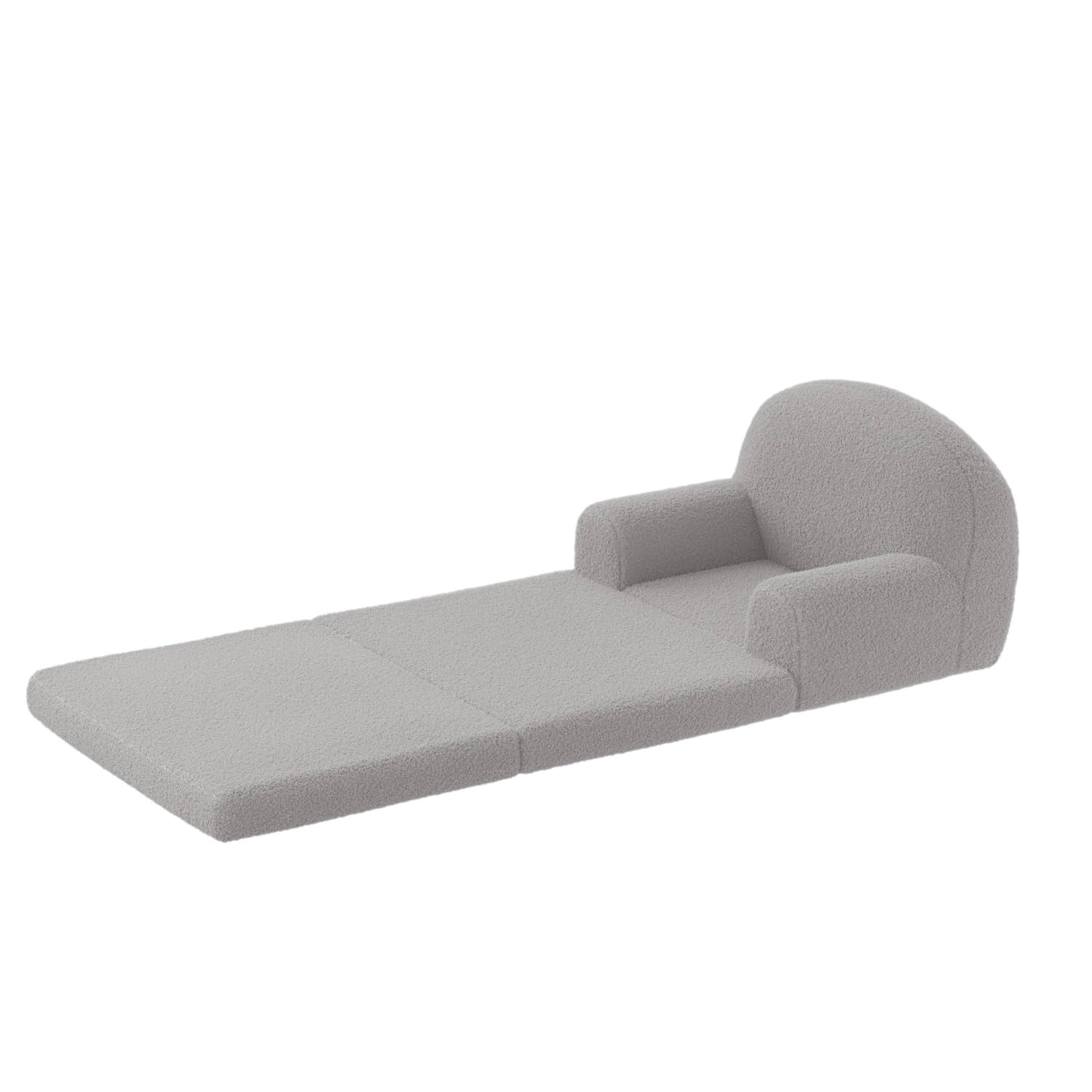 Fauteuil-canapé Garvee pour enfants, 2 en 1, pliable, en tissu polaire doux et confortable, gris, pour salle de jeux ou chambre.
