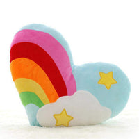 Coussin en peluche en forme de cœur Garvee, motif arc-en-ciel, 40 x 32 cm, doux et confortable, décoratif pour la maison et le bureau.