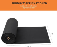 Toile de paillage GARVEE, géotextile de jardin 91,5 x 3048 cm, polypropylène 8 oz, résistance à la traction 350 N, capacité de charge 440 N, drainage, protection contre l'érosion, stabilisation des allées et routes