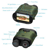 Jumelles de vision nocturne Garvee 2,5K 40MP numériques IR zoom 8x étanches et portables pour la chasse, l'observation des oiseaux et le camping