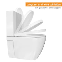 Abattant de toilettes Garvee avec fermeture amortie, blanc - Abattant antibactérien à démontage rapide pour toilettes en forme de D, capacité de charge jusqu'à 150 kg