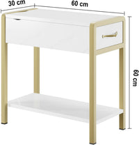 Table d'appoint Garvee avec tiroir et étagère, table de chevet étroite, dorée, style industriel rétro, stable et durable