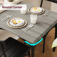 Ensemble table et chaises Garvee pour 2 personnes, gris rustique, MDF et acier, gain de place, idéal pour les petites pièces et les appartements.