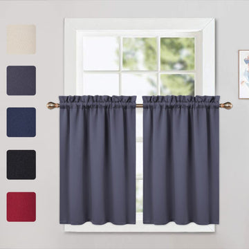 Cantonnières occultantes Garvee, lot de 2, pour fenêtres (salon, cuisine, chambre), isolation thermique, 66 x 61 cm, gris foncé