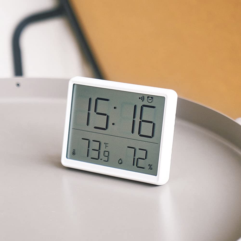 Réveil numérique LED Garvee avec aimant, affichage de la température et minuteur pour chambre et bureau, blanc, plastique