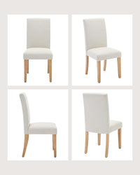 Chaises de salle à manger Garvee Parsons, lot de 2, rembourrées, ergonomiques, revêtement en lin, pieds en bois d'hévéa, pour la cuisine et le salon, beige