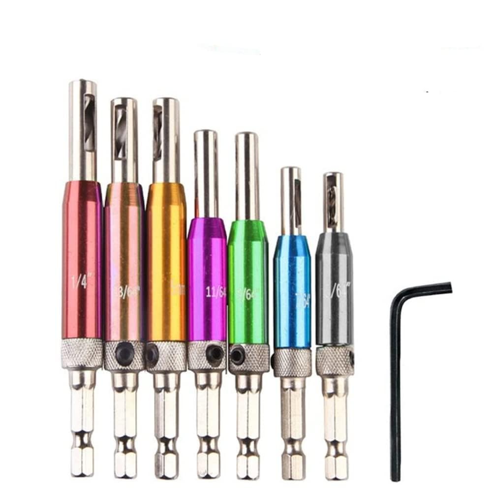 Coffret de 7+1 forets à charnière auto-centreurs Garvee, assortiment de forets HSS pour bois, métal, aluminium, cuivre, acier inoxydable, queue hexagonale de 6,35 mm (1/4")