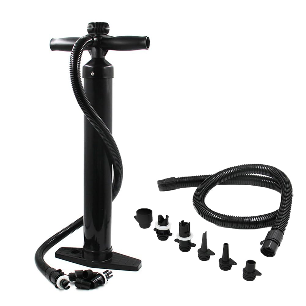 Pompe à main Garvee à simple action 1,8 bar avec manomètre, haute pression, 6 embouts, en plastique, pour matelas pneumatiques et kayaks