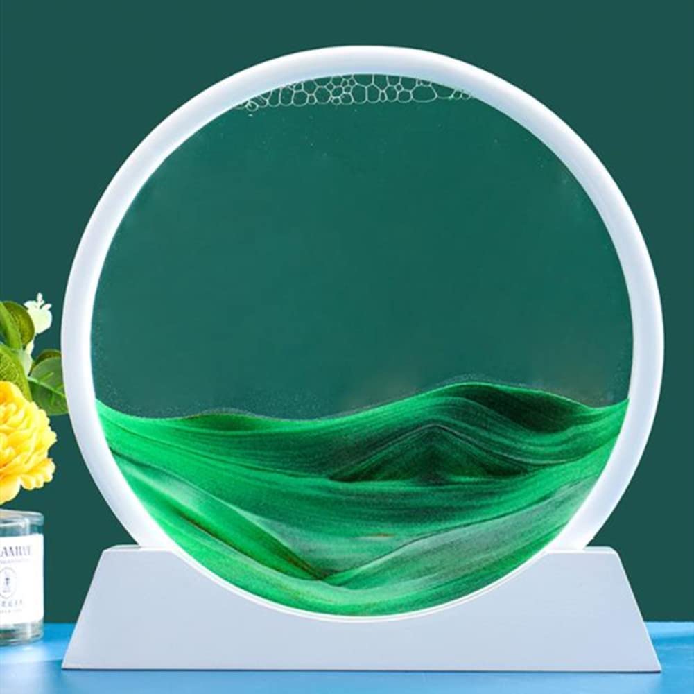 Décoration de sable 3D relaxante Garvee, tableau de sable rond en mouvement, vert, pour bureau et salon