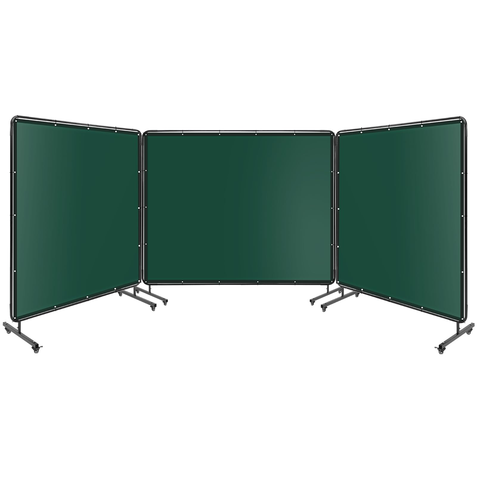 Panneau de protection de soudage Garvee à 3 panneaux, 2,44 m x 1,83 m, PVC ignifugé, cadre en acier, roues, protection UV, atelier/garage
