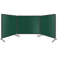 Panneau de protection de soudage Garvee à 3 panneaux, 2,44 m x 1,83 m, PVC ignifugé, cadre en acier, roues, protection UV, atelier/garage