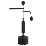 Sac de frappe autoportant Garvee 3-en-1 avec 2 balles de vitesse, rotation à 360°, hauteur réglable pour l'entraînement de kickboxing, matériau PU, noir