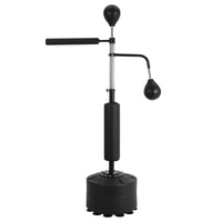 Sac de frappe autoportant Garvee 3-en-1 avec 2 balles de vitesse, rotation à 360°, hauteur réglable pour l'entraînement de kickboxing, matériau PU, noir