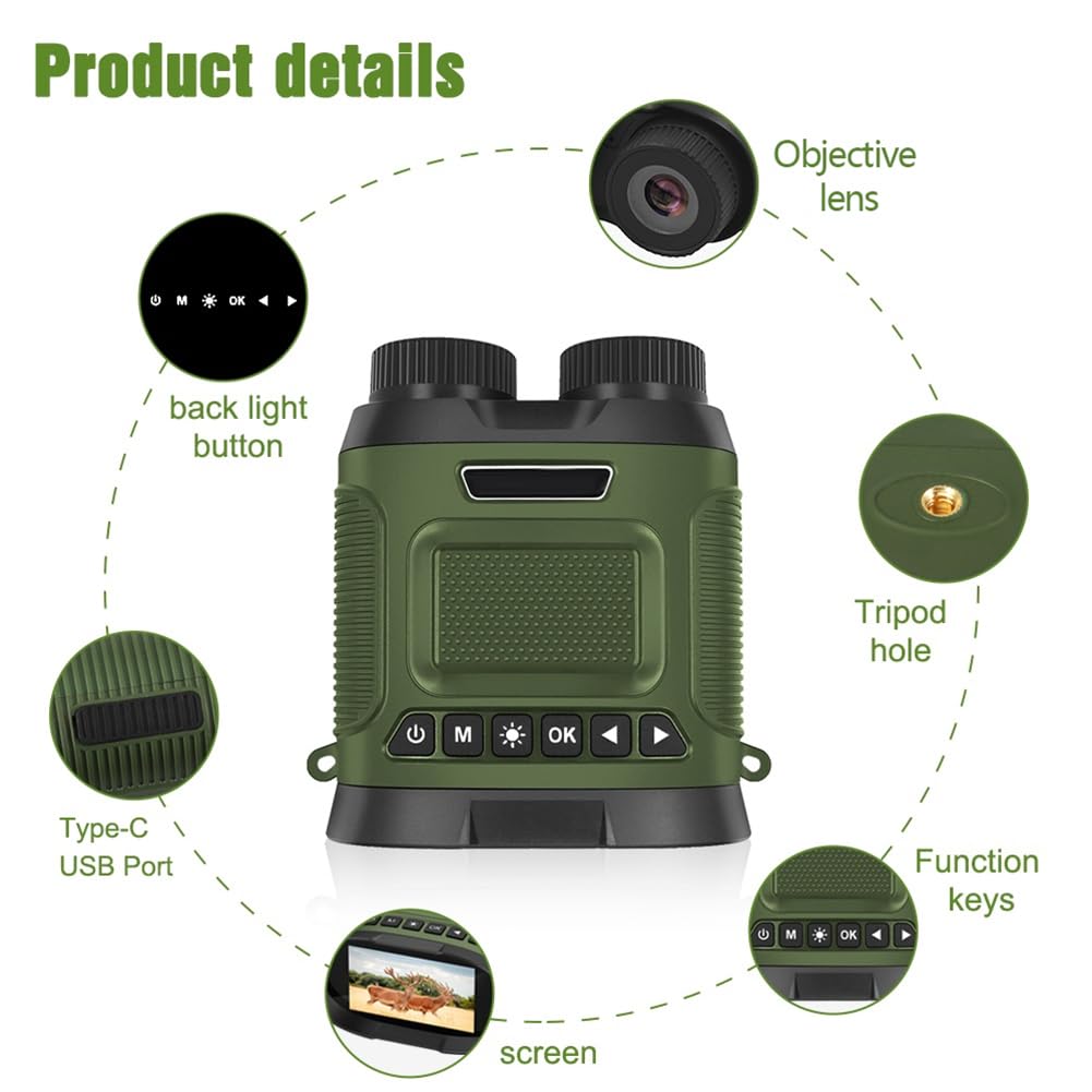 Jumelles de vision nocturne Garvee 2,5K 40MP numériques IR zoom 8x étanches et portables pour la chasse, l'observation des oiseaux et le camping