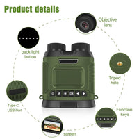 Jumelles de vision nocturne Garvee 2,5K 40MP numériques IR zoom 8x étanches et portables pour la chasse, l'observation des oiseaux et le camping