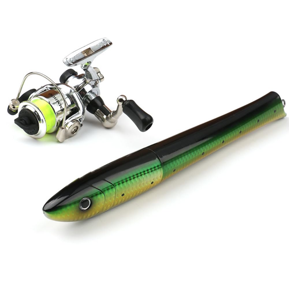 Ensemble canne à pêche Garvee Pen 1,4 m, mini moulinet télescopique, léger et portable pour la pêche en eau douce et en eau salée