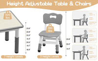 Ensemble table et 4 chaises pour enfants Garvee, hauteur réglable, plateau à motifs graffiti, pieds antidérapants, idéal pour la maison et la maternelle.