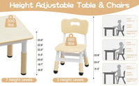 Table enfant Garvee réglable en hauteur avec 4 chaises, idéale pour les salles de classe, les jardins d'enfants et les maisons. Hauteur réglable de 48 à 60 cm. Motif graffiti.