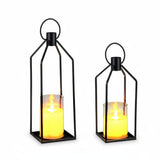 Garvee Ensemble de 2 lanternes métalliques avec bougies LED télécommandées, hauteurs 30, 5 et 38, 1 cm, salon et jardin, noir - Noir