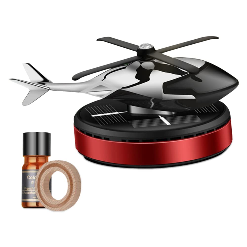 Diffuseur de parfum pour voiture Garvee en forme d'hélicoptère, à énergie solaire, pour l'aromathérapie et la décoration intérieure rouge