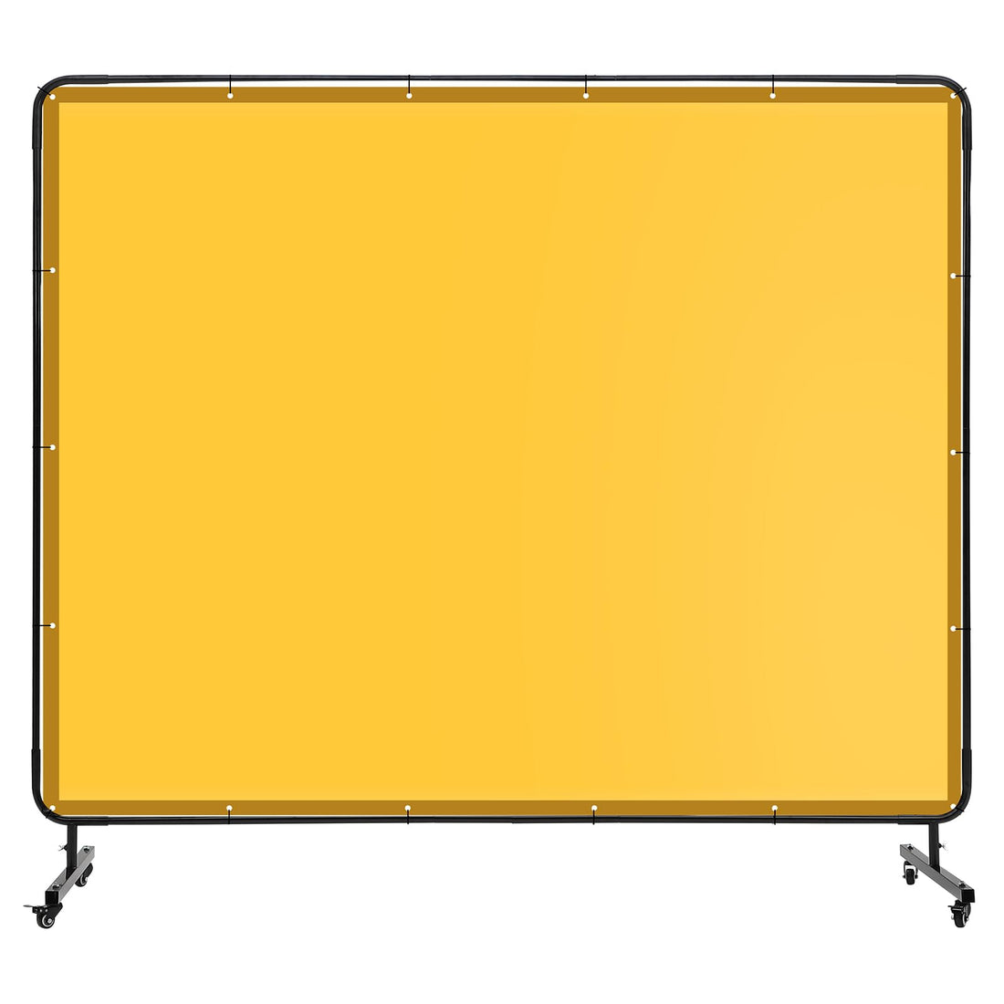 Écran de soudage Garvee 2,4 x 1,8 m avec cadre en acier, PVC transparent, jaune, pour atelier, sur roulettes, ignifugé, protection UV