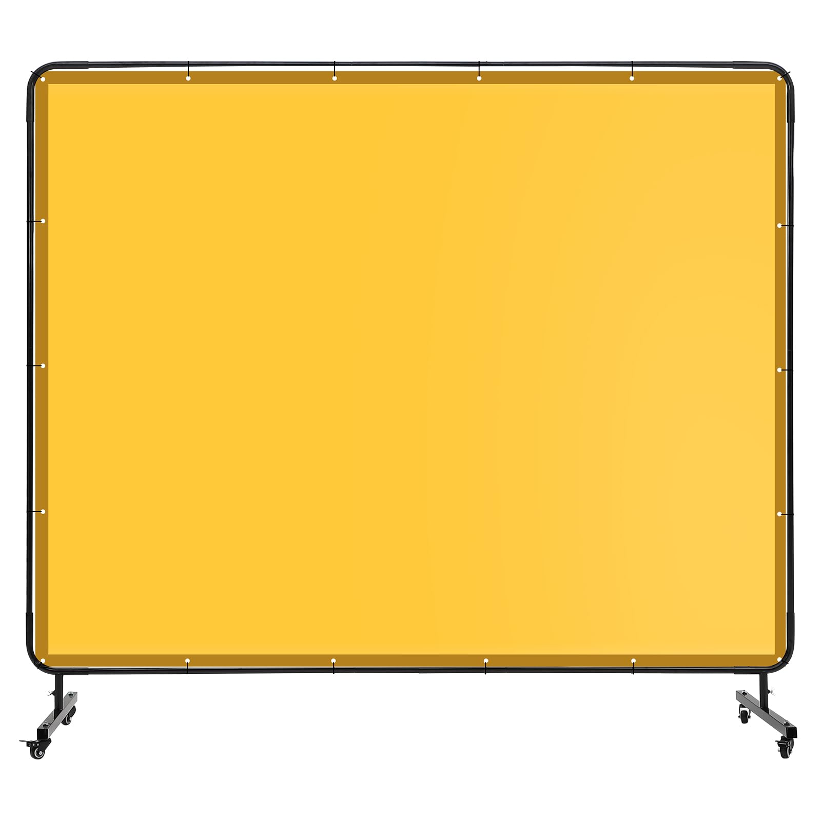 Écran de soudage Garvee 2,4 x 1,8 m avec cadre en acier, PVC transparent, jaune, pour atelier, sur roulettes, ignifugé, protection UV