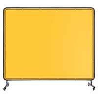 Écran de soudage Garvee 2,4 x 1,8 m avec cadre en acier, PVC transparent, jaune, pour atelier, sur roulettes, ignifugé, protection UV