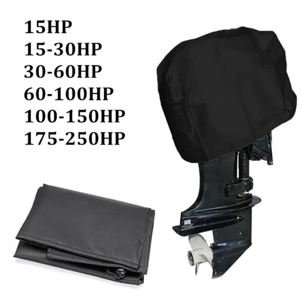 Demi-housse de protection pour moteur hors-bord Garvee, en tissu Oxford 210D imperméable noir, dimensions 52 x 27 x 32 cm, pour moteur de bateau 15 CV.