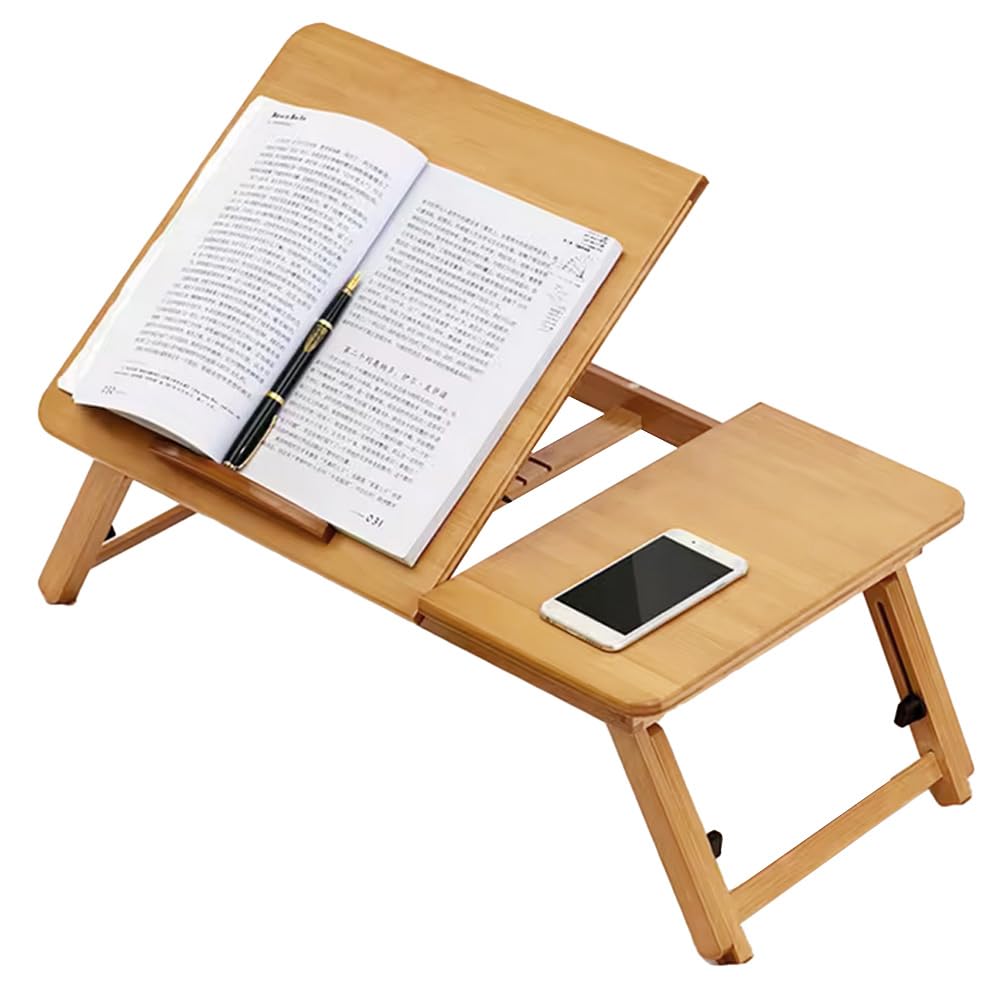Plateau pour ordinateur portable Garvee en bambou, réglable en angle et en hauteur, pliable, écologique, pour lit et canapé, léger et polyvalent.