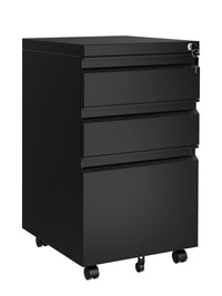 Classeur à roulettes Garvee à 3 tiroirs avec serrure, grande capacité, mobile, en métal, étagère réglable, à placer sous un bureau, noir foncé