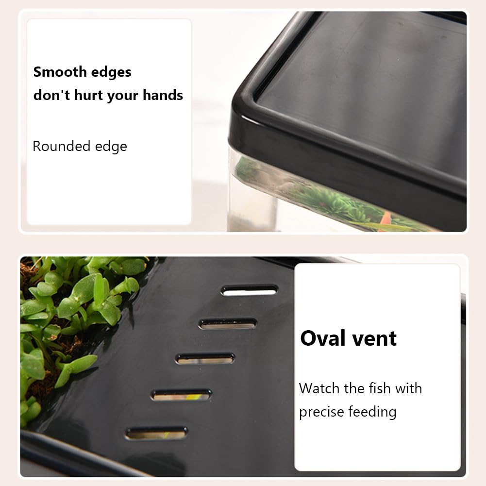Kits de démarrage pour aquarium Garvee avec trous d'aération pour bureau, salon, appartement, petite taille, noir, sans lapins