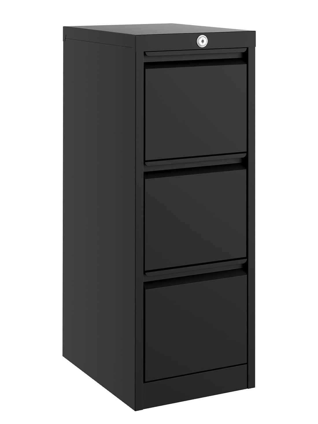 Garvee Classeur métallique à 3 tiroirs avec serrure, pour bureau et maison, acier 6mm, noir, vertical, robuste