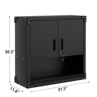 Armoire murale robuste Garvee en acier avec étagères réglables et serrure pour garage ou atelier, 80 x 30 x 77 cm, noire