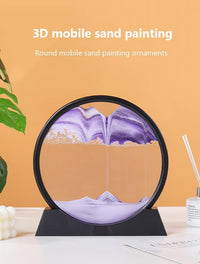 SABLIER MOBILE GARVEE 3D Paysage Naturel Art 7 pouces Support en Verre Violet Décoration Salon et Bureau