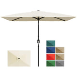 Garvee Parasol Rectangulaire 10'x6.5' Polyester Beige Avec Manivelle et Inclinaison Bouton, 6 Baleines Acier Renforcé, Ventilé, Pour Jardin et Terrasse - Beige