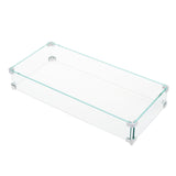 Garvee Pare-Vent Rectangulaire En Verre Trempé Pour Foyer Extérieur, Protection Clarté, Résistance Chaleur, 41x11x4,1, Transparent