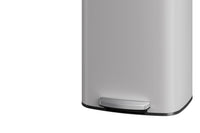 Poubelle métallique Garvee de 60 litres avec couvercle, antirouille, fermeture amortie, idéale pour la cuisine et le bureau, blanche, ergonomique, avec rebord intérieur.