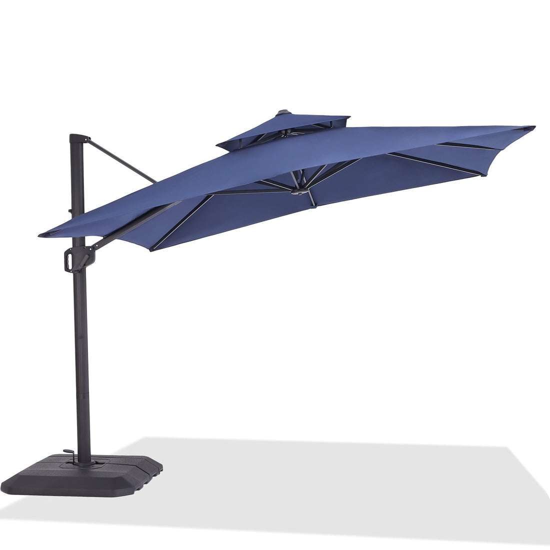 Parasol GARVEE en soie 240 g - Grand parasol de terrasse, double marquage, inclinable et pivotant