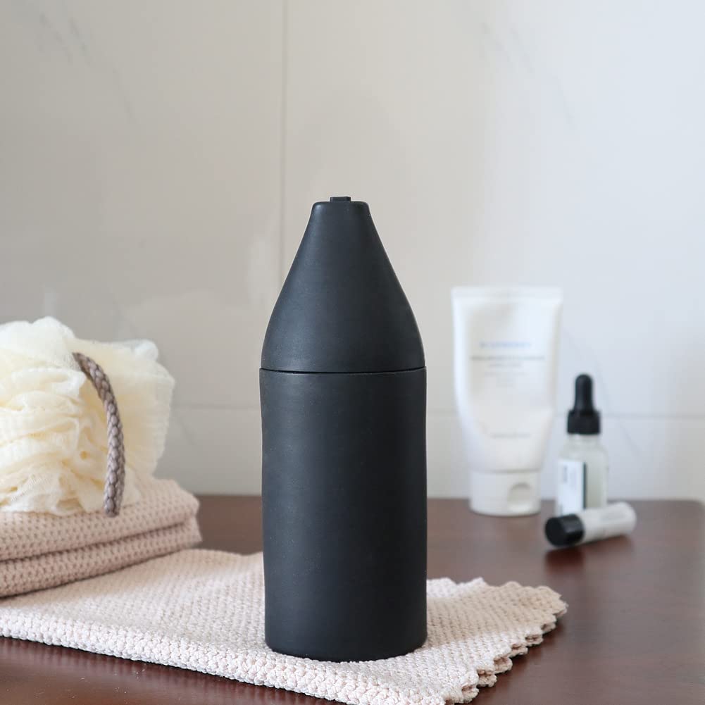 Distributeur de savon rechargeable en silicone Garvee, étanche, pour éviers de cuisine, désinfectant pour les mains, noir, pratique et durable