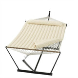 Garvee Hamac Double Portable 2 Personnes Avec Oreiller, Support Acier Réglable, Jardin Plage Camping, Léger, Confortable, Résistant - Blanc cassé