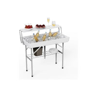 Table glacière pliable Garvee avec système d'évacuation, bac à glaçons à deux niveaux, portable pour les fêtes et le camping, 103 x 56 x 100 cm, en PEHD