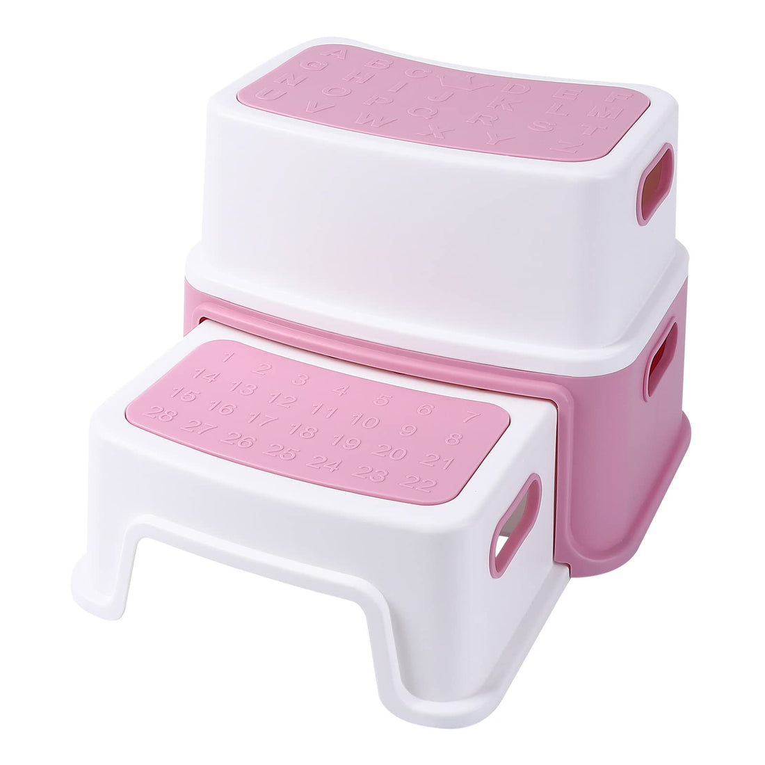 Marchepied enfant Garvee, 2 marches, en polypropylène, antidérapant et stable, pour salle de bain, cuisine, évier, rose