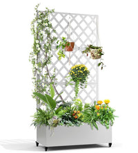 Bac à plantes en métal GARVEE avec treillis motif feuillage, pour jardin, terrasse ou balcon, brise-vue 120 x 40 x 180 cm