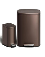 Garvee Ensemble Poubelle Cuisine 13 Gal & Salle de Bain 2.6 Gal, Acier Antirouille, Compact & Spacieux, Usage Quotidien, Couleur Neutre - 