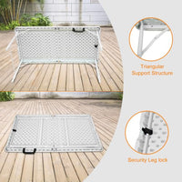 Garvee Table pliante 120 cm, robuste, portable, pieds antidérapants, réglable, en plastique, imperméable, blanche, pour intérieure et extérieure