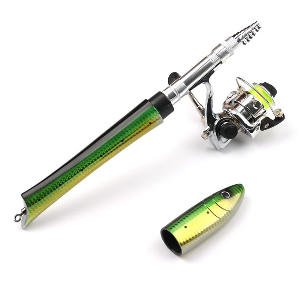 Ensemble canne à pêche Garvee Pen 1,4 m, mini moulinet télescopique, léger et portable pour la pêche en eau douce et en eau salée
