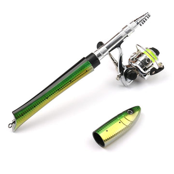 Ensemble canne à pêche Garvee Pen 1,4 m, mini moulinet télescopique, léger et portable pour la pêche en eau douce et en eau salée