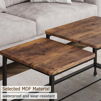 Garvee table basse industrielle, 2 niveaux, structure en métal, étagère en maille, rectangulaire, rustique, marron, salon
